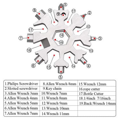 Multifunctional tool with various wrenches and screwdrivers on a white background