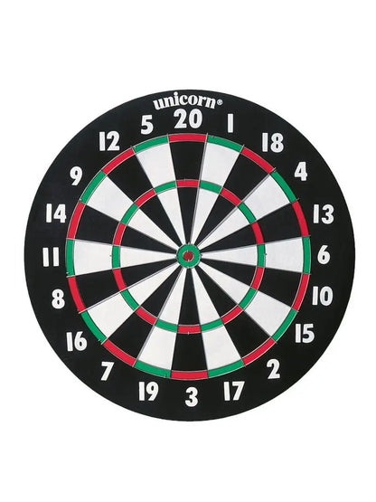 Unicorn XL dartboard 17x3/4 inch with colorful dart scoring sections and dart holes, designed for professional darts gameplay.