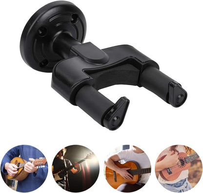 VOT Certified guitar wall mount holding an electric guitar on a wooden wall display bracket.