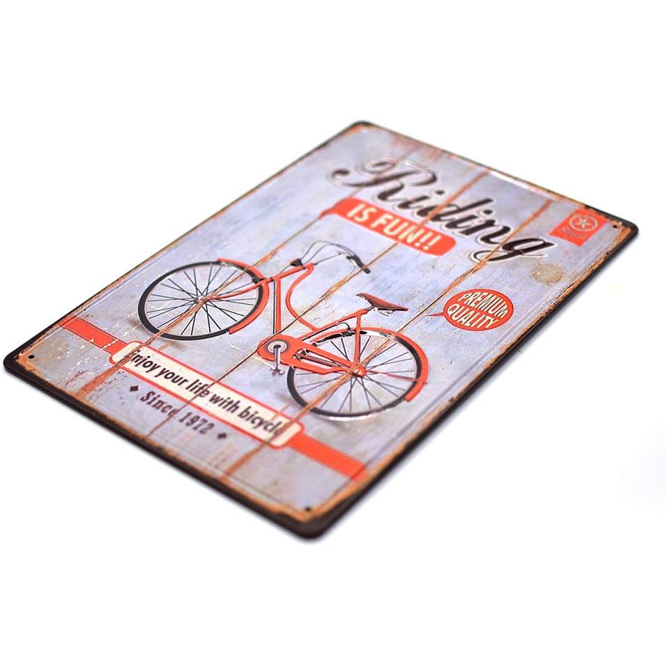 Riding is Fun Enjoy Your Life with Bicycle Tin Sign
