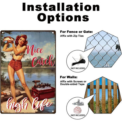VOT Certified Nice Catch tin sign with vintage fishing design, metal wall decor, 61gtsavmB3L.
