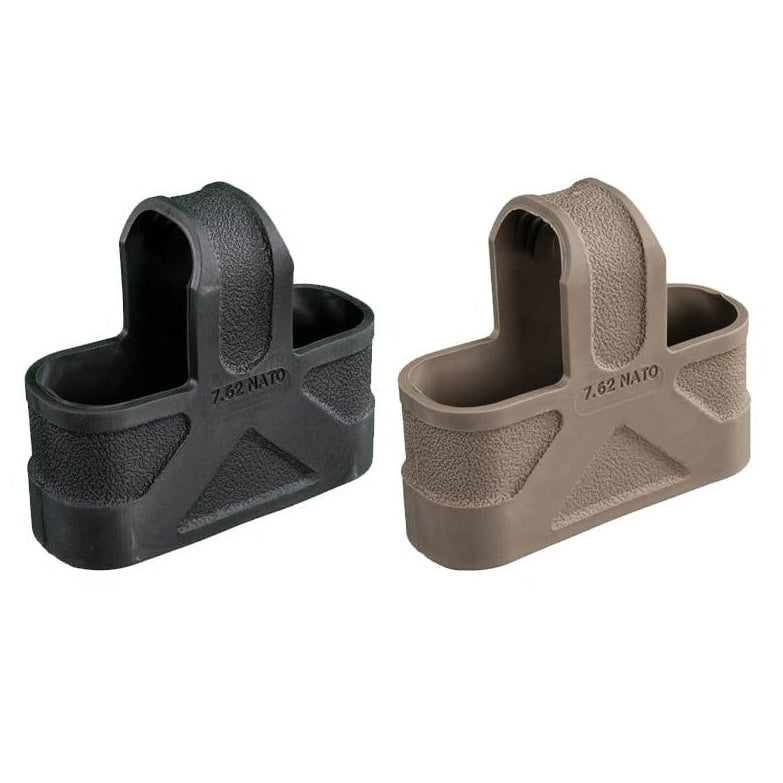 Two textured polymer accessory holders shown on a plain white background, one in matte black and one in tan/khaki. Both have a molded looped top and a small embossed brand mark that appears to read ZBRUNO.