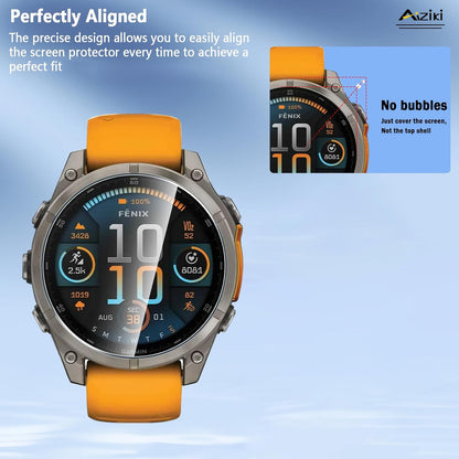 Aiziki screen protector for Fenix 8 47mm watch, transparent accessory protecting the watch face from scratches and damage.