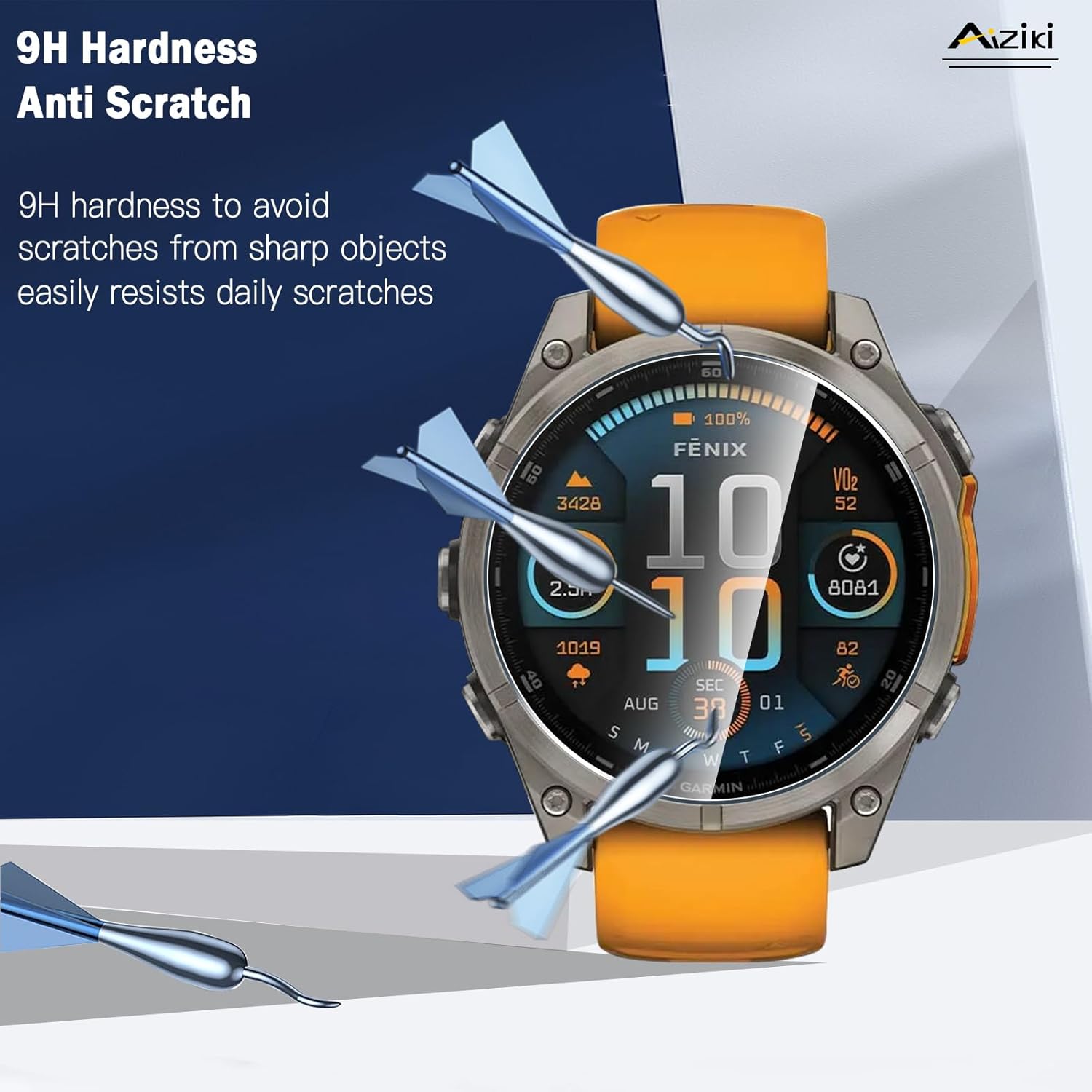 Aiziki screen protector for Fenix 8 47mm smartwatch, clear protective accessory for watch screen.