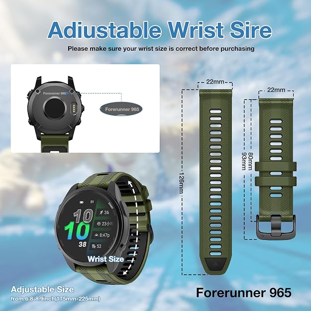 Silicone Watch Band for Garmin - 22mm