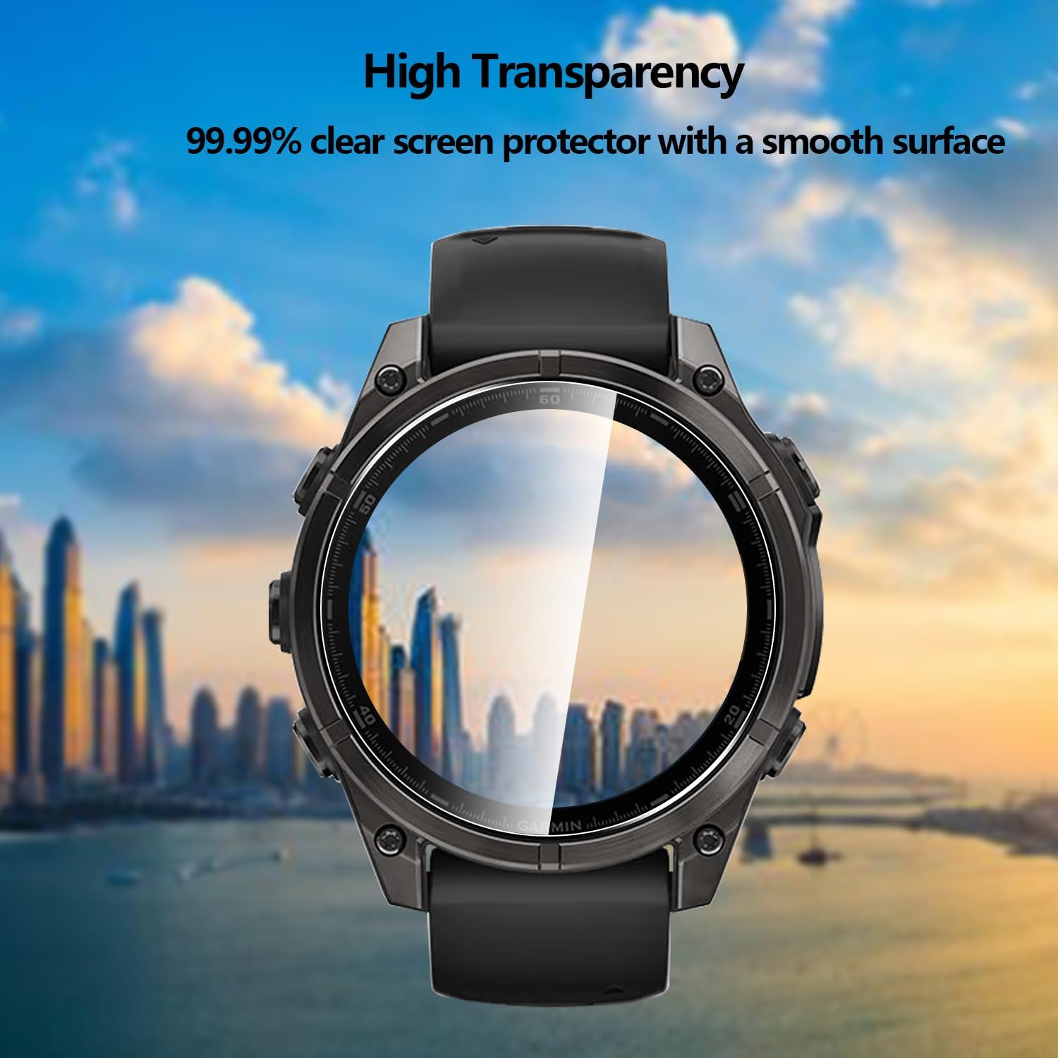 Natbook Screen Porector accessory for Fenix 8 47mm smartwatch, protective screen cover with clear design