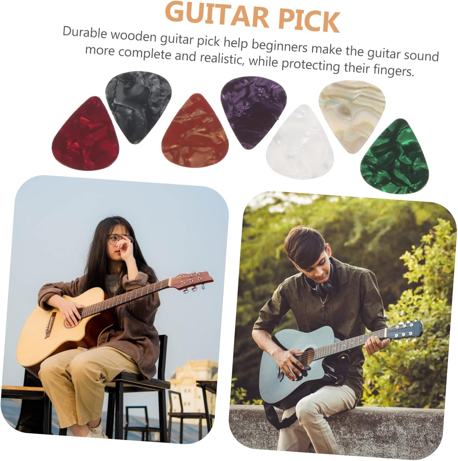 Set of 150 VOT Certified guitar picks in various sizes and colors, perfect for musicians and guitar players.