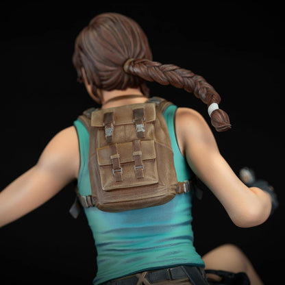 Dark Horse Deluxe Tomb Raider Lara Croft PVC figure standing in an action pose with detailed costume and accessories.