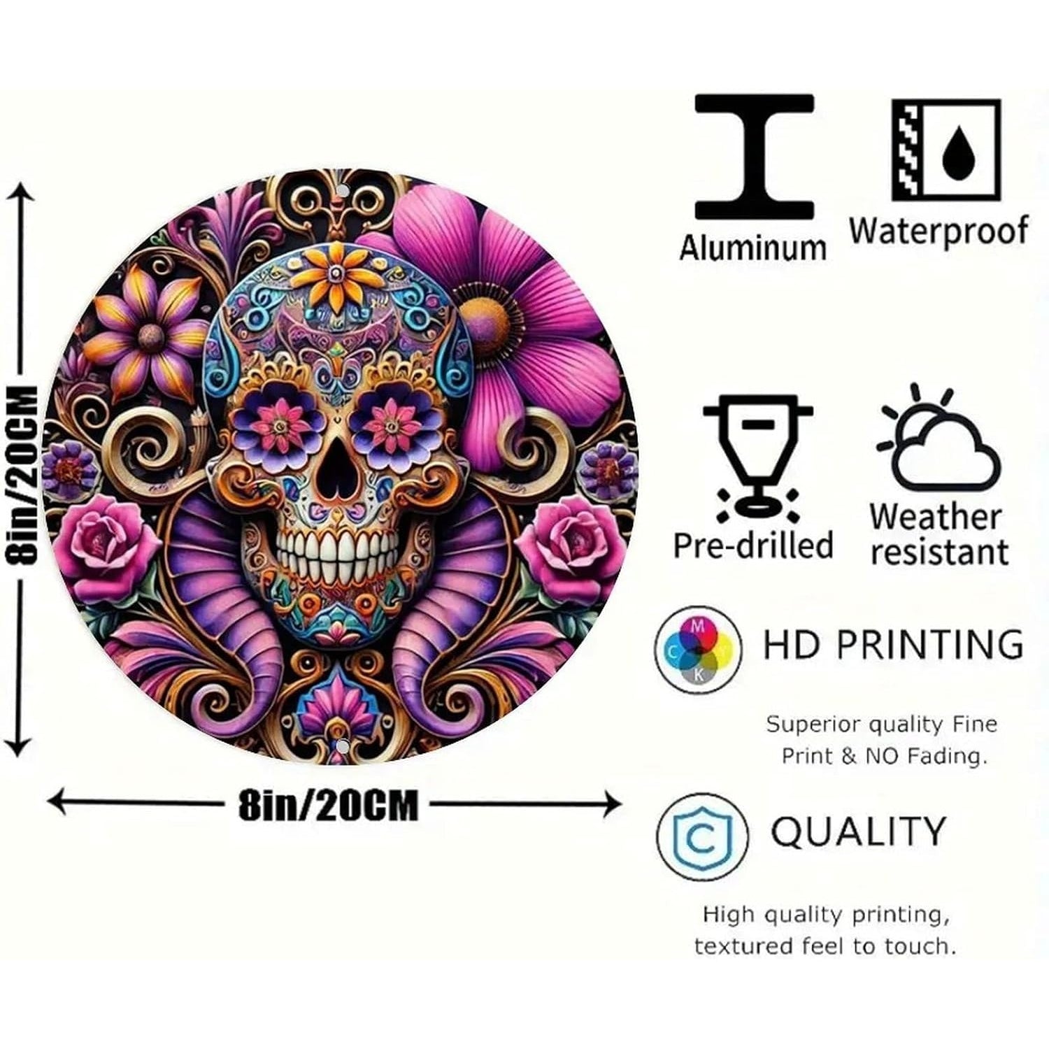 Flower Skulls Tin Sign