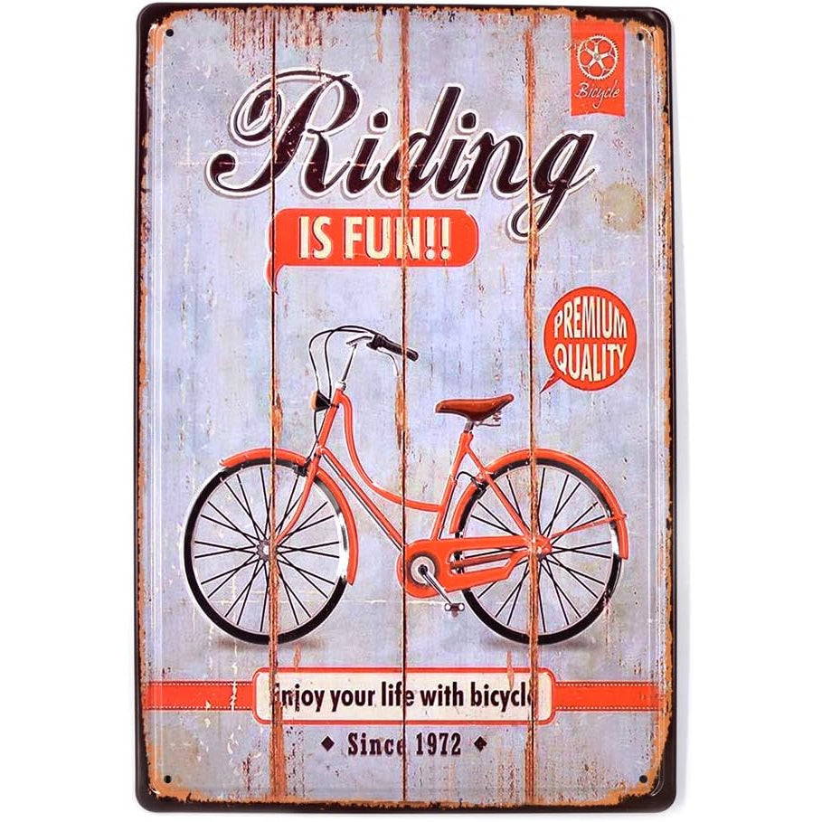 Riding is Fun Enjoy Your Life with Bicycle Tin Sign