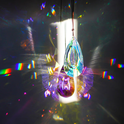 VOT Certified crystal prism sun catcher, 3.5 inches, hanging decorative glass ornament with rainbow light reflections