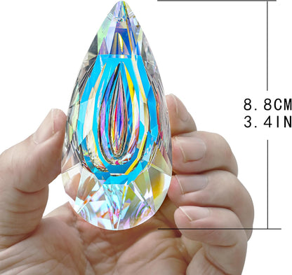 VOT Certified crystal prism sun catcher, 3.5 inches, with colorful glass facets hanging in sunlight.