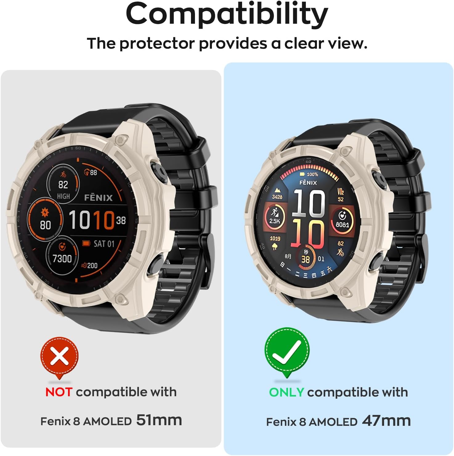 MySkin Fenix/Epix 47mm watch case accessory in black, protective cover for smartwatch with sleek design.