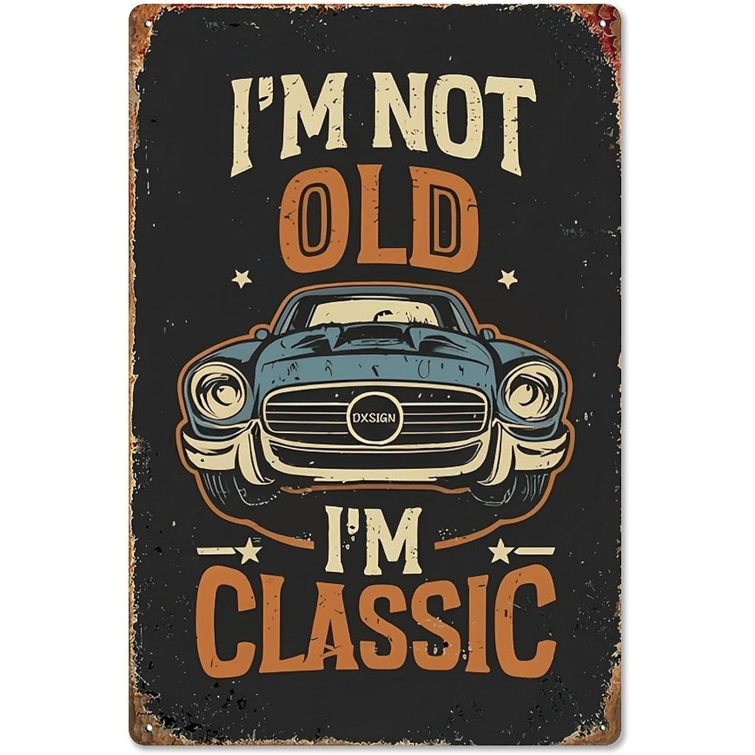 VOT Certified classic tin sign with vintage design, featuring bold graphics on a durable metal surface for wall decor.