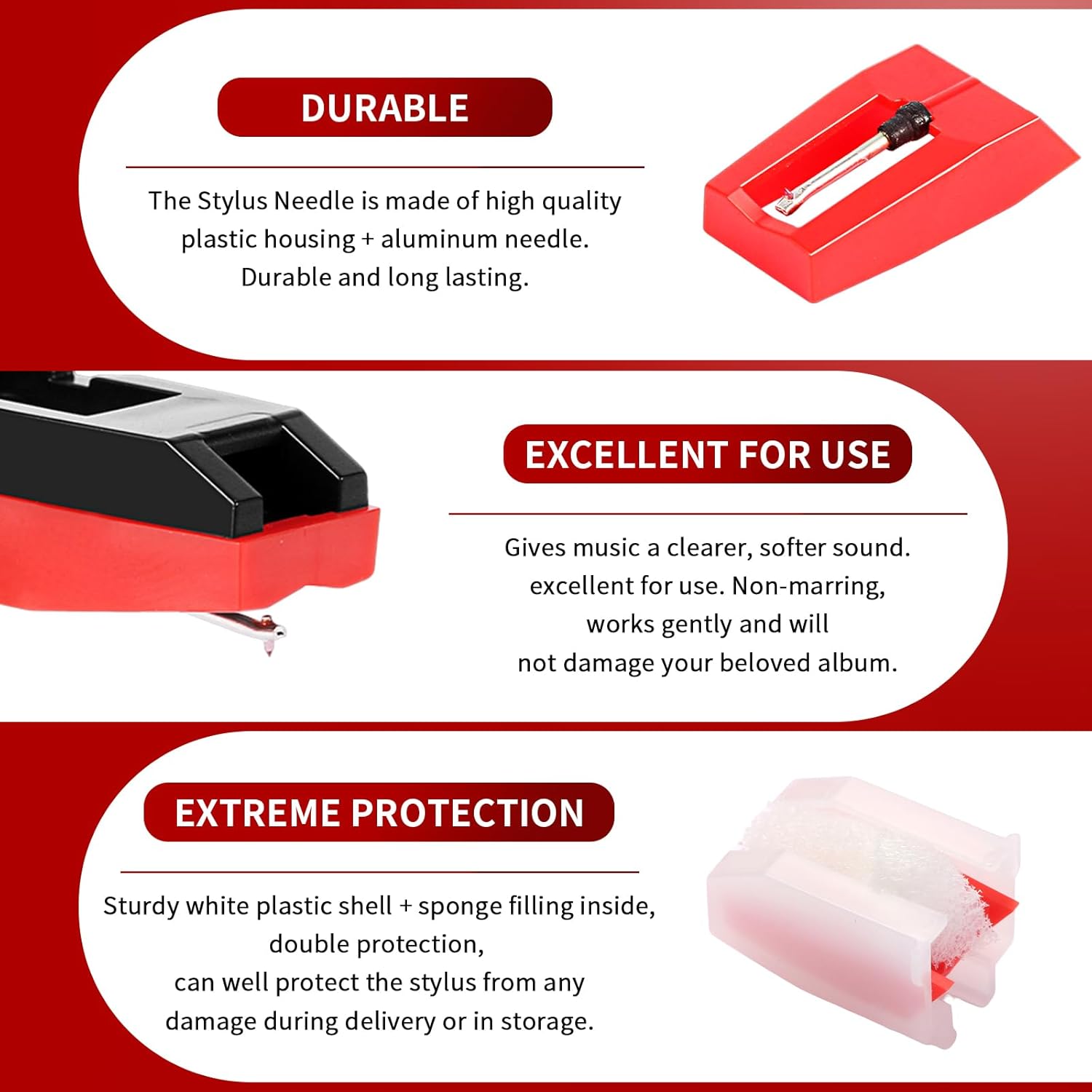 VOT Certified turntable record player cartridge and needle for vinyl playback, with detailed components visible in the image.