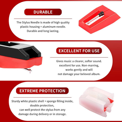 VOT Certified turntable record player cartridge and needle for vinyl playback, with detailed components visible in the image.