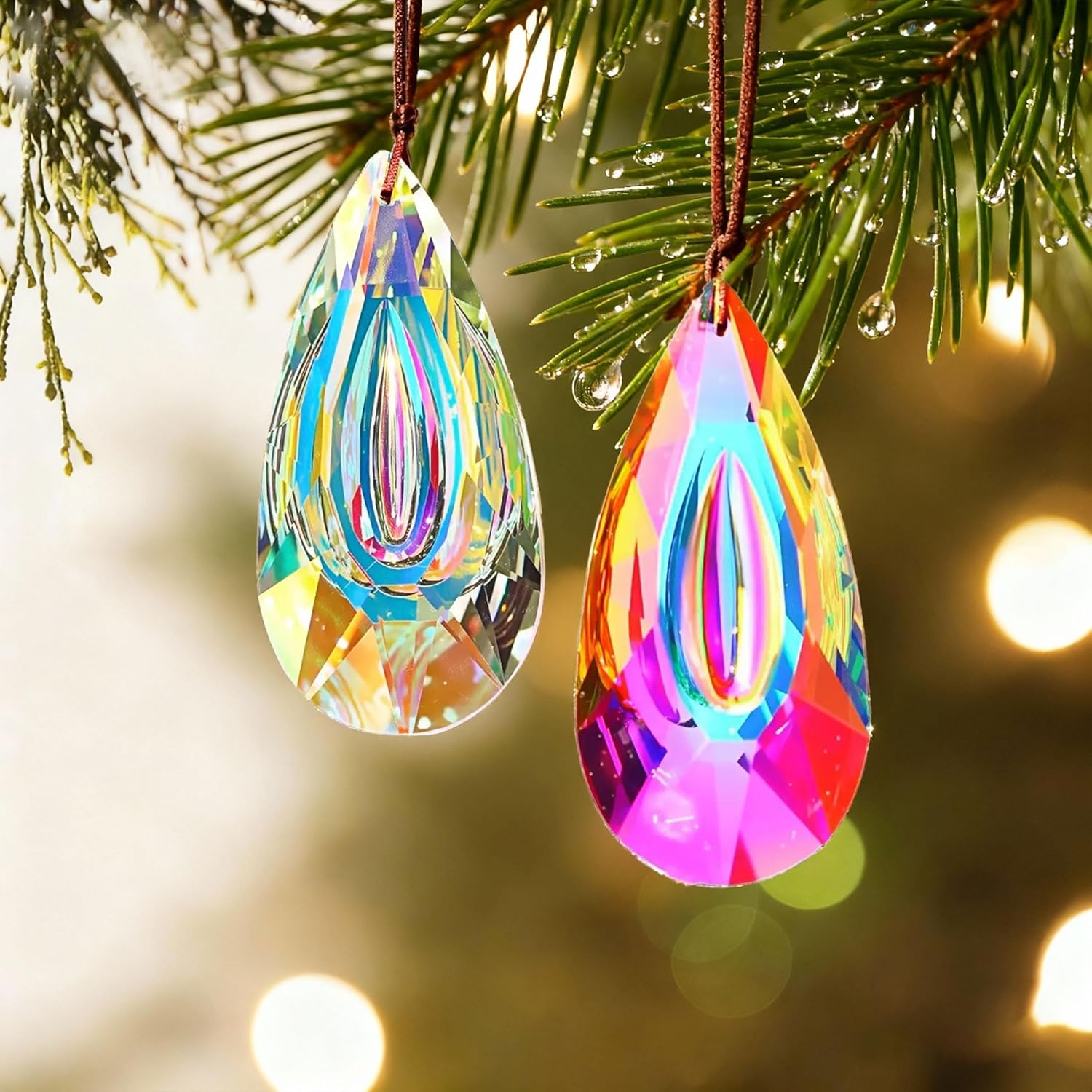 VOT Certified crystal prism sun catcher, 3.5-inch diameter, hanging decorative glass suncatcher with rainbow reflections