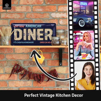 VOT Certified American Diner tin sign featuring vintage-style diner artwork on a white background