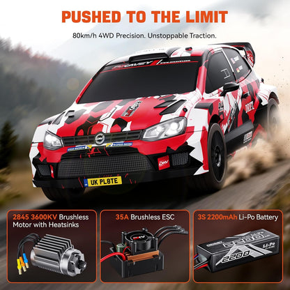 Dikavey Rally Hetchback RC car 1:12 scale with detailed black and red design, ready for off-road racing.