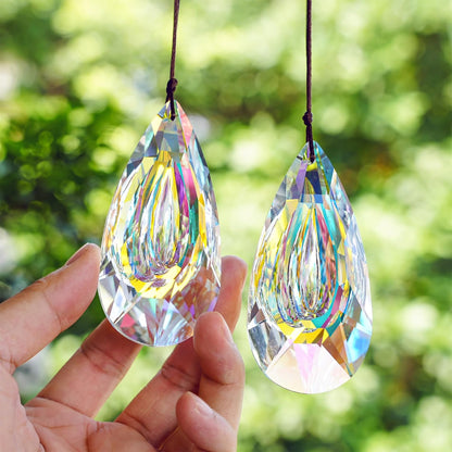 VOT Certified crystal prism sun catcher, 3.5-inch diameter, featuring colorful glass facets that reflect light and create rainbows.