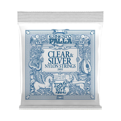Ernesto Palla Clear & Silver Tie-On Classical Guitar Strings, 28-42 Gauge