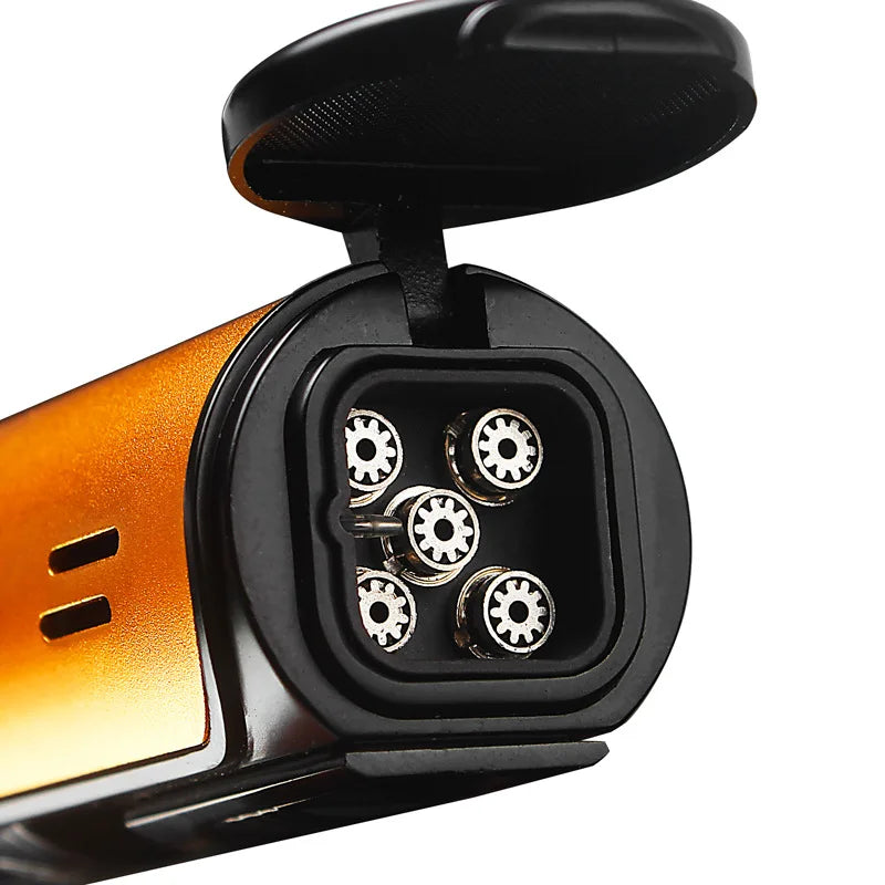 Lubinski 5-jet torch lighter with a sleek metal finish, featuring a powerful multi-flame design for reliable ignition.