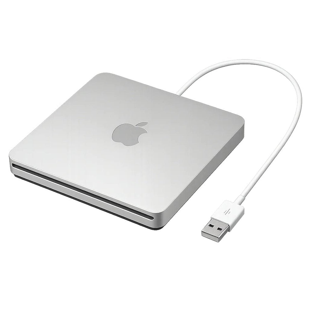 Apple external USB optical drive on a white background