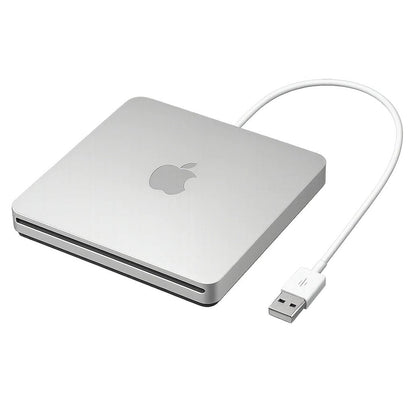 Apple external USB optical drive on a white background