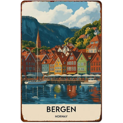 Bergen, Norway Tin Sign