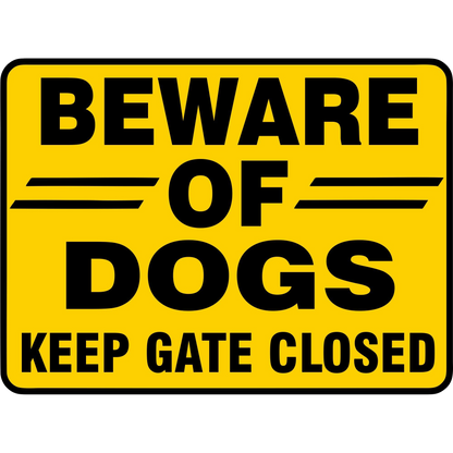 VOT Certified Beware of Dogs metal tin sign with bold black lettering on a white background, perfect for warning signs.