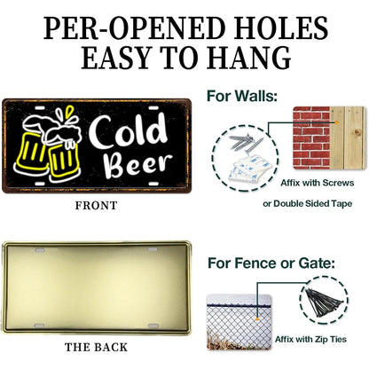 Cold Beer Metal Tin Sign
