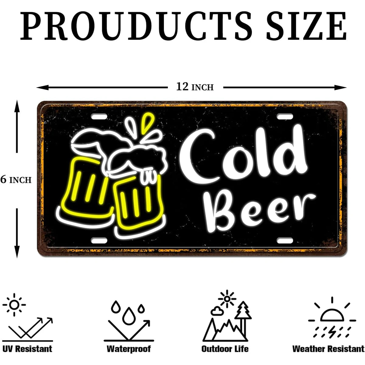 Cold Beer Metal Tin Sign
