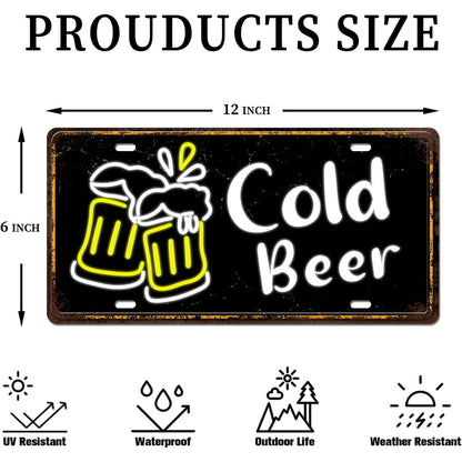 Cold Beer Metal Tin Sign
