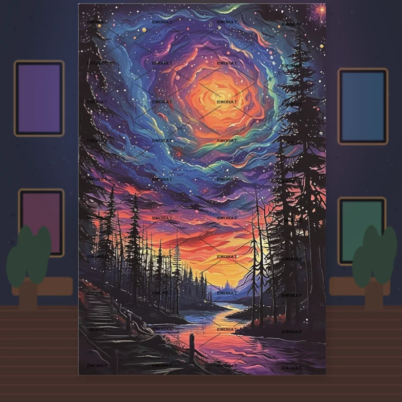 Starry Night Landscape Tin Sign - (20 × 30 cm)