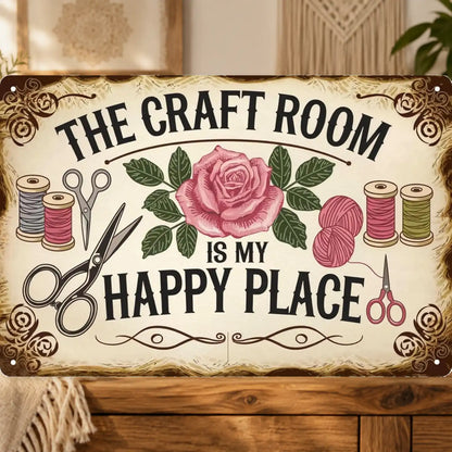 The Craft Room Is My Happy Place Tin Sign - (30 × 20 cm)