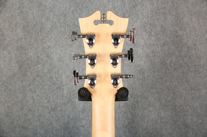 D'Angelico Premier Bedford guitar with a full back in rich oxblood red finish and classic design.