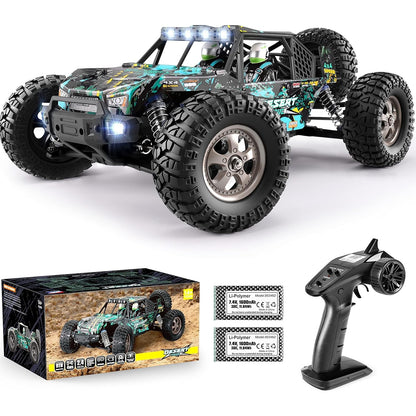 White Haiboxing Desert Truck R/C 1:12 scale remote control off-road vehicle shown in a bundle with tires and accessories