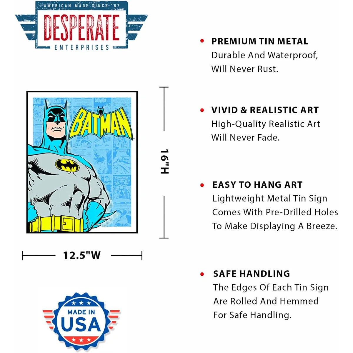Batman - Retro Panels Tin Sign