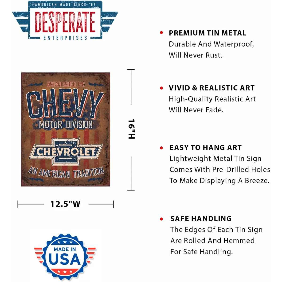 Chevy Motor Division - American Tradition Tin Sign