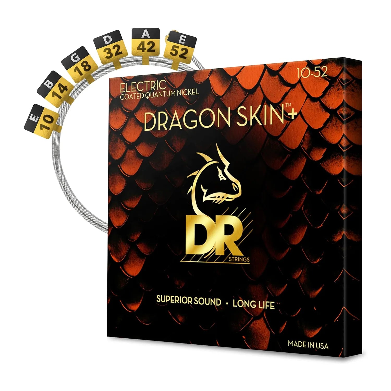 DRAGON SKIN+ Electric Guitar Strings Coated Quantum Nickel | Medium 10-52