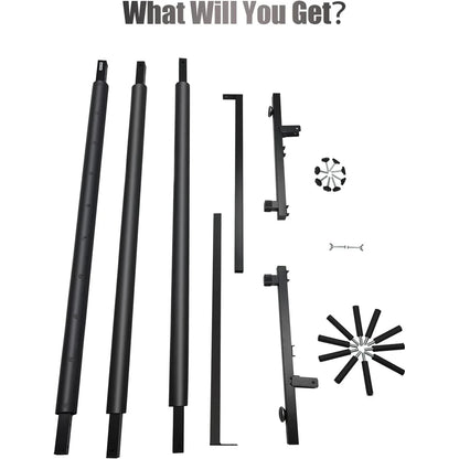 Black metal components on a white background with text 'What Will You Get?'.