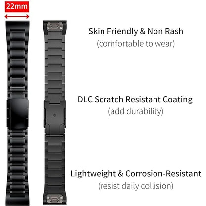 Titanium Band - Quick Fit Strap for Garmin - 22mm