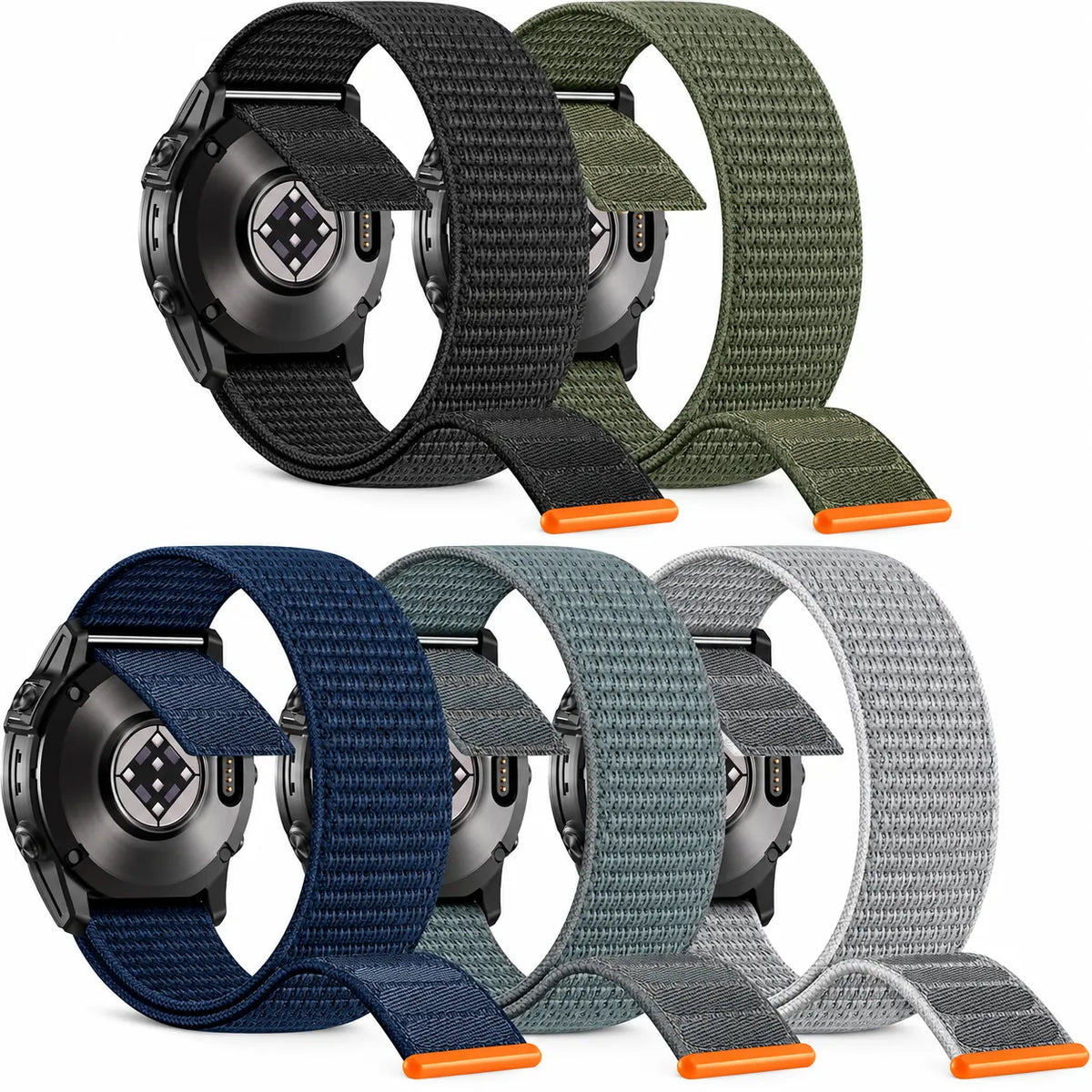 Nylon Ultralight Hook & Loop Strap for Garmin - 26mm - Pack of 5
