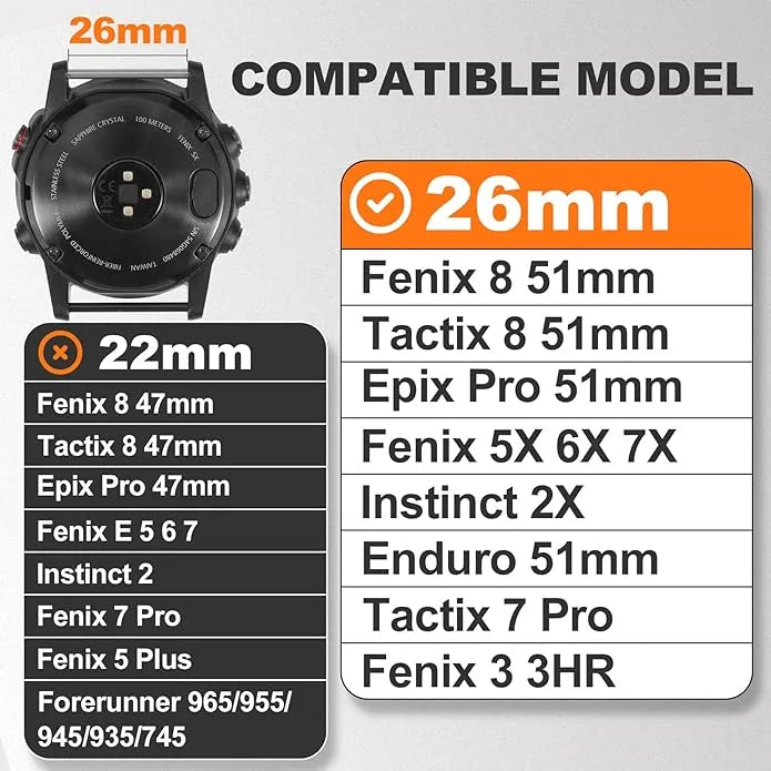 Strap for Garmin QuickFit 26mm