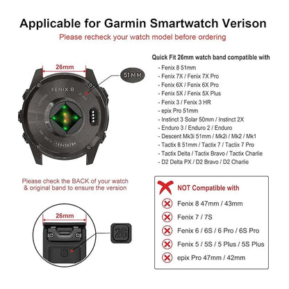 Titanium Band - Quick Fit Strap for Garmin - 26mm