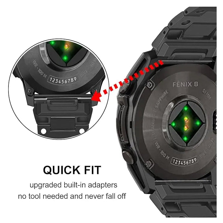 Smartwatch with quick fit feature on a white background