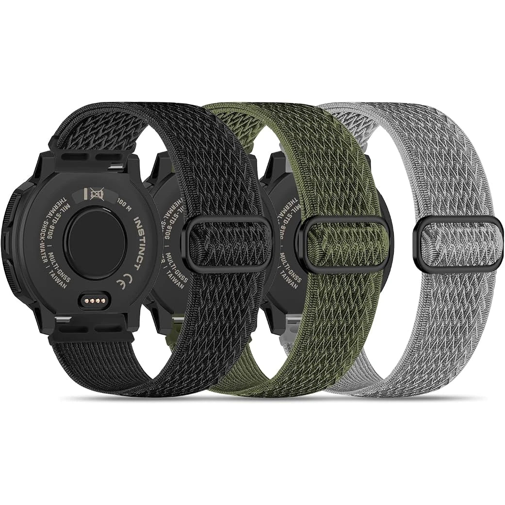 Elastic Nylon Watch Bands for Garmin - 22mm - 3 Pack
