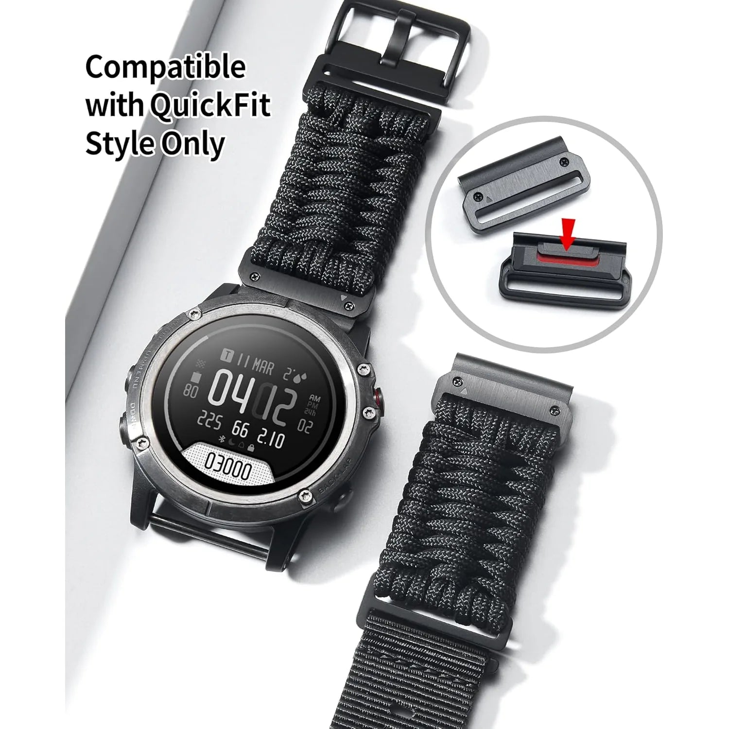 Braided 550 Paracord Strap - Garmin QuickFit 26mm