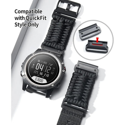 Braided 550 Paracord Strap - Garmin QuickFit 26mm