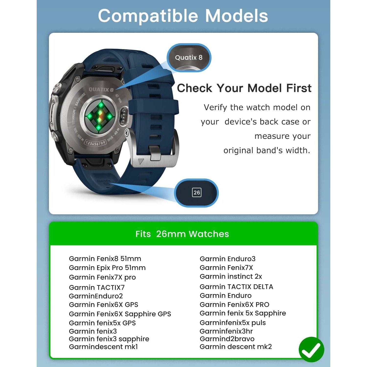 Magnetic Band for Garmin Quatix 8 51mm